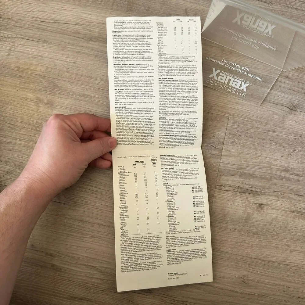 Vintage 1989 Upjohn Pharmaceuticals Merch Acrylic Frame & Info Page Xanax - Picture 8 of 9